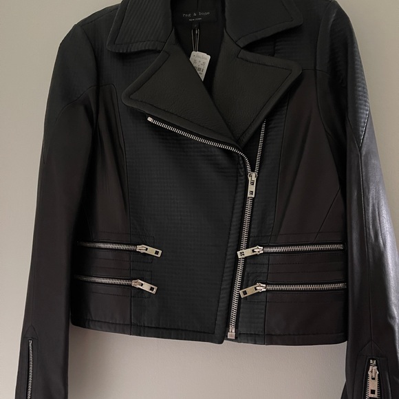 Authentic NWT Rag & Bone Hudson mixed leather jacket size Small with tag - Picture 2 of 10